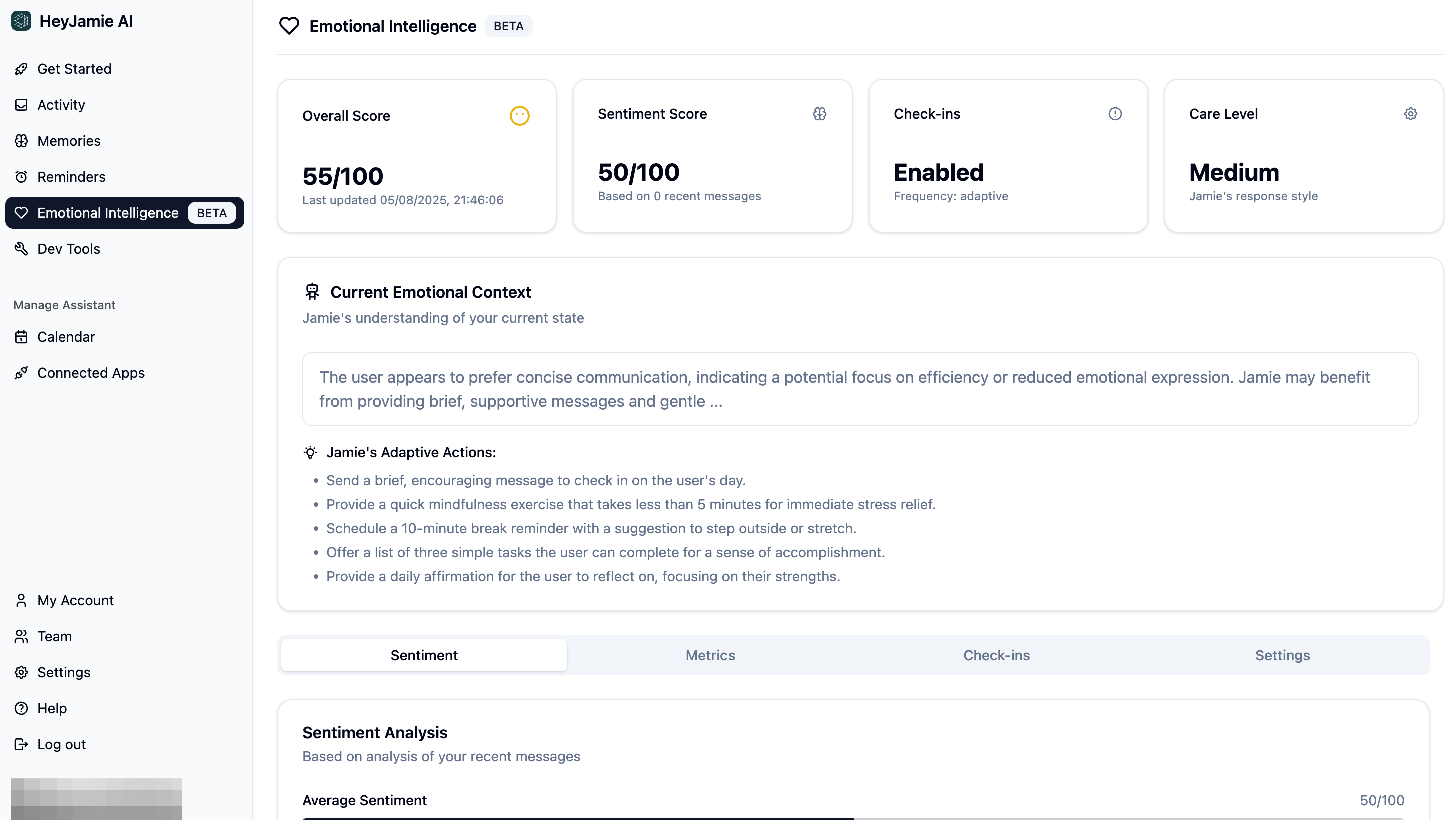 UI of the emotional AI concept